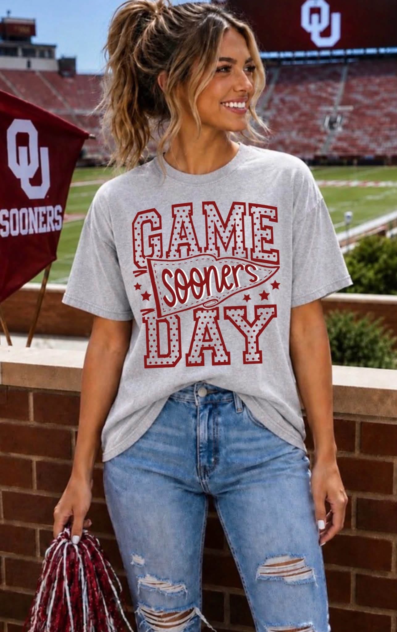 Game Day Sooner polka dot flag