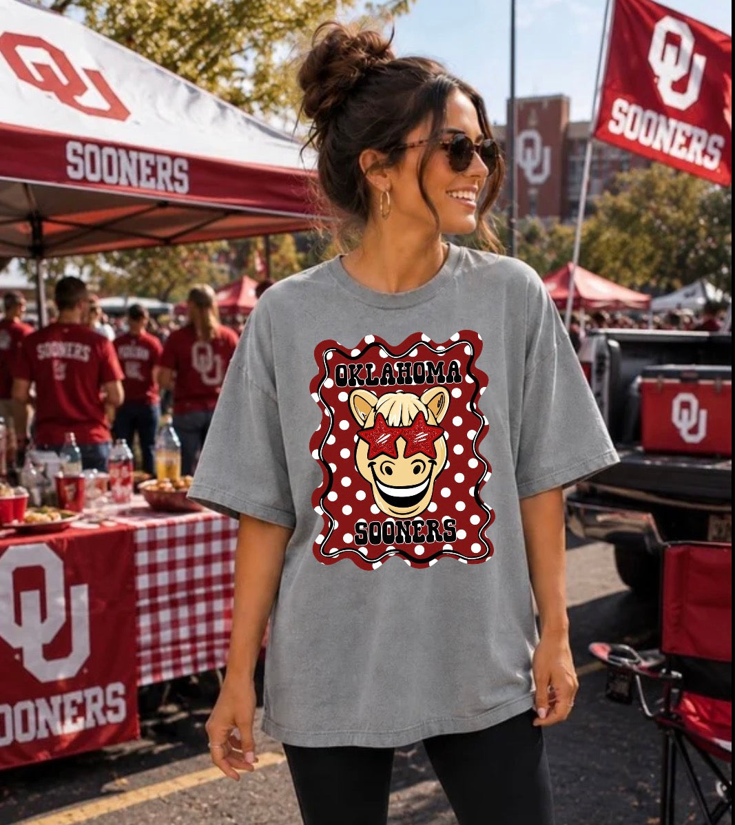 OUS polka dot mascot
