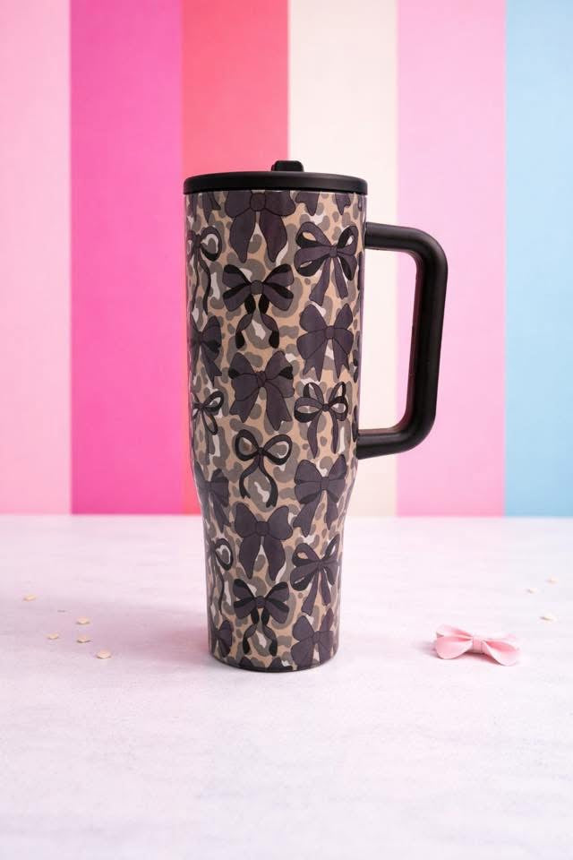 Leopard and Black Bow Cup