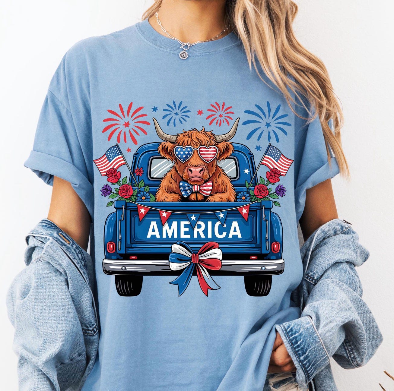 America Truck with Highland Cow