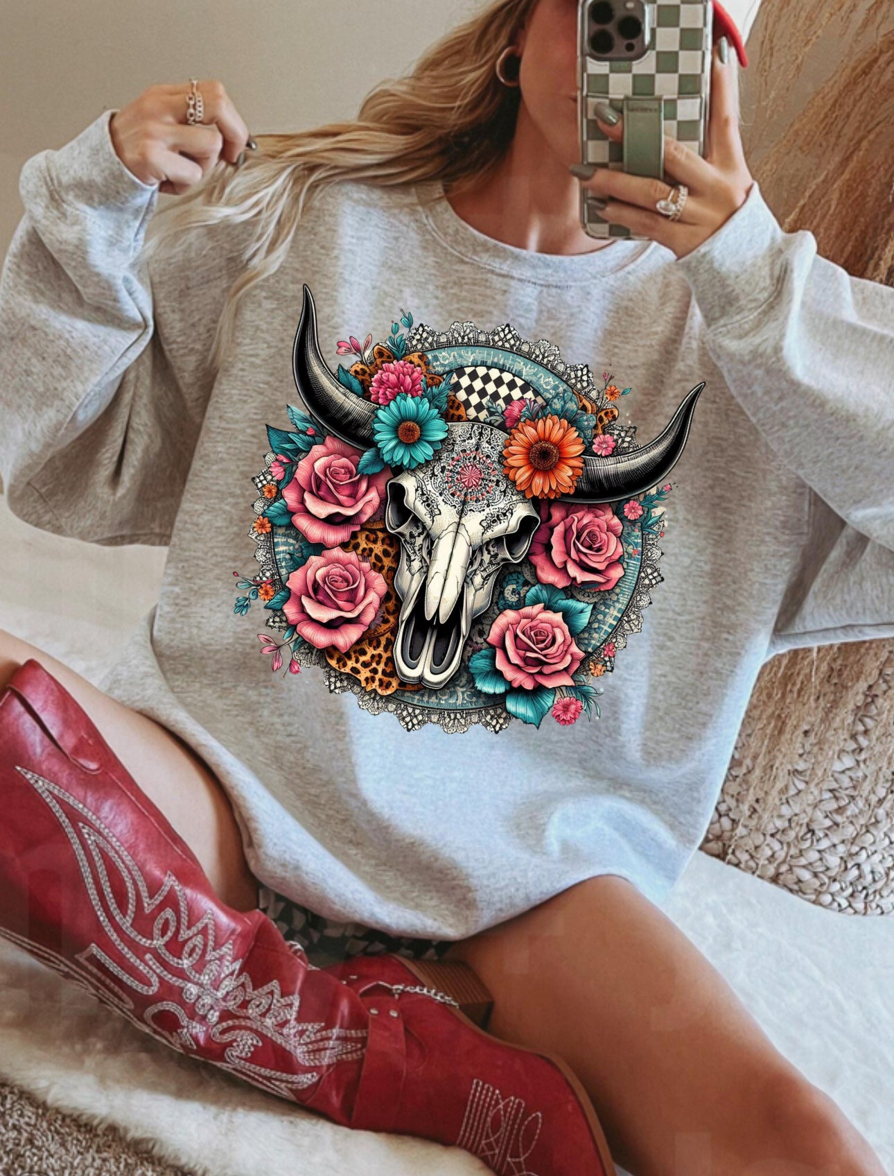 Floral Bull Skull