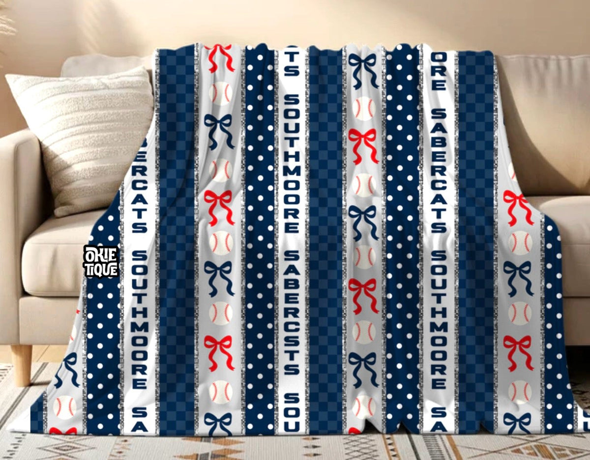 Southmoore Sabercats Bows and Baseballs Blanket -SM