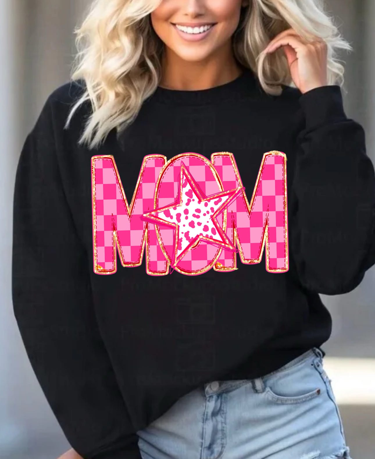 Pink Checkered Mom