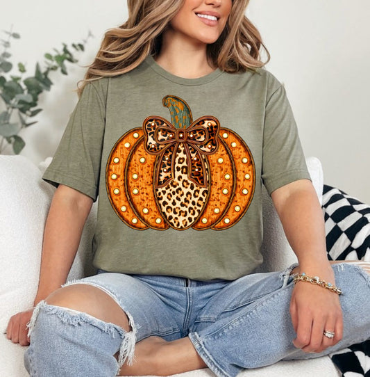 Leopard Pumpkin with Bow