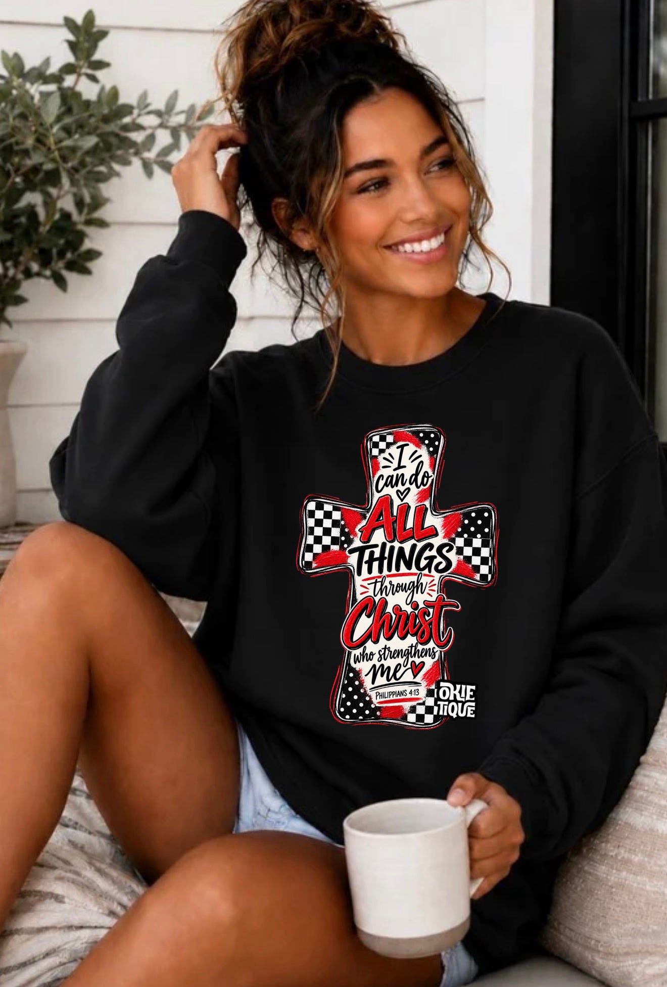 I Can Do All Things Through Christ Checkered & Red Cross