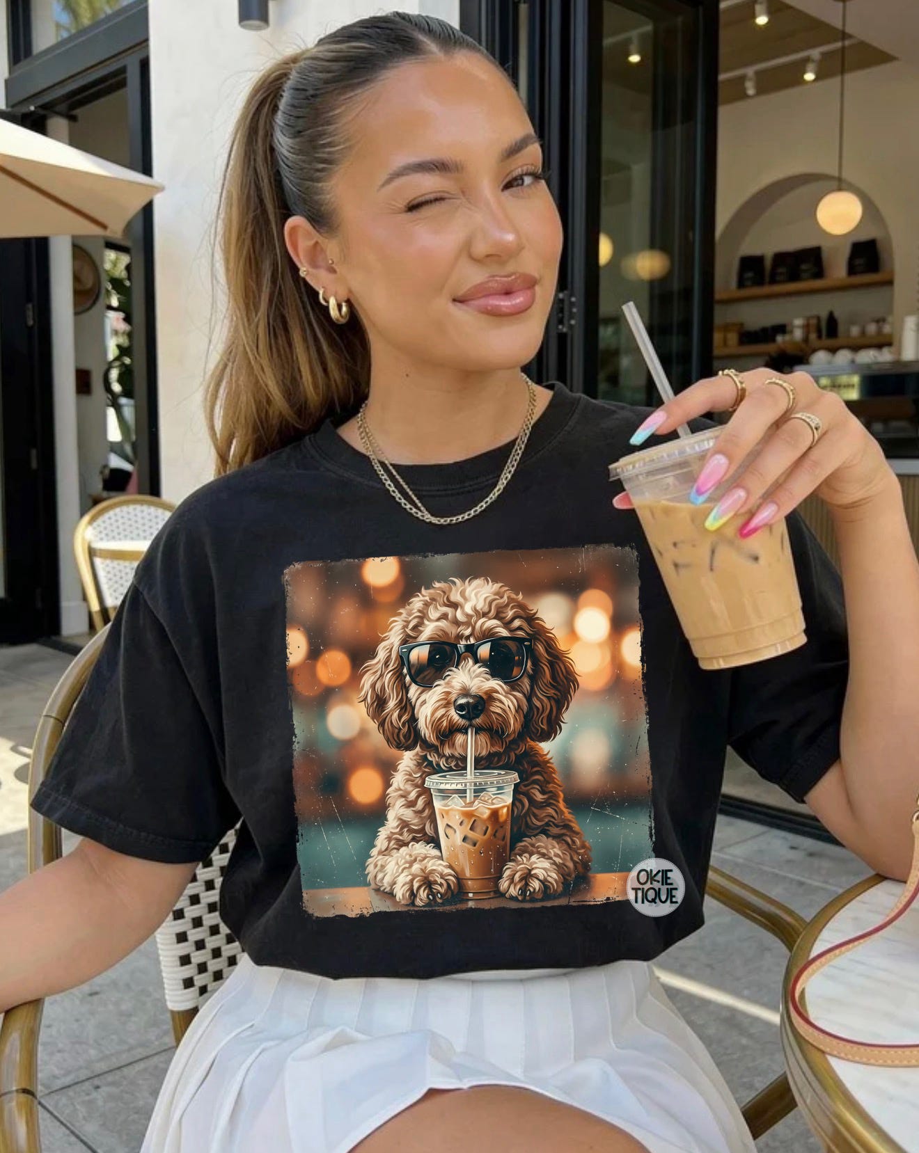 Dog Sipping Coffee