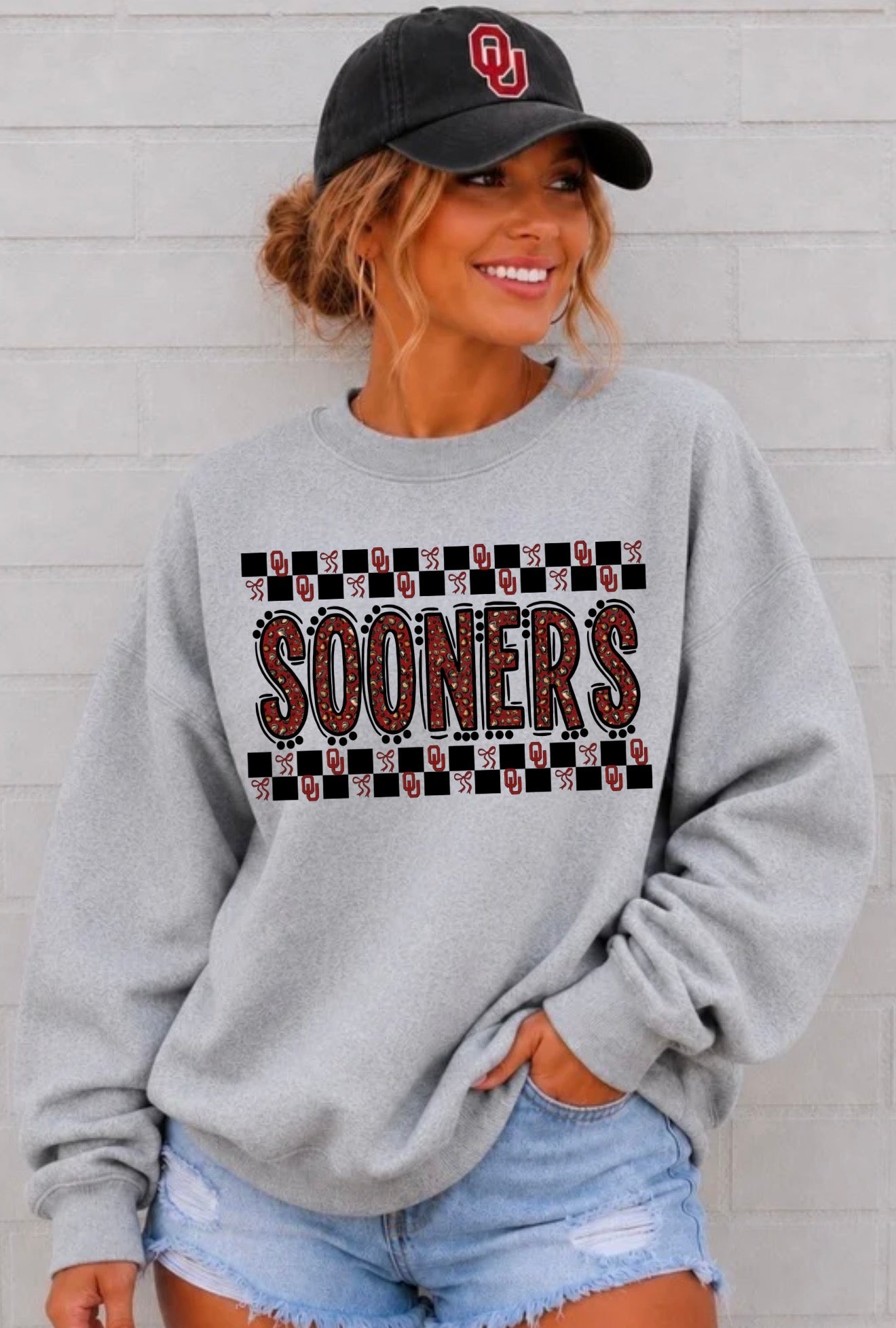 Sooners with Checkered Bow Border