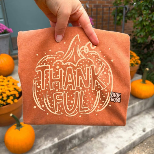 Thankful White Outline Pumpkin