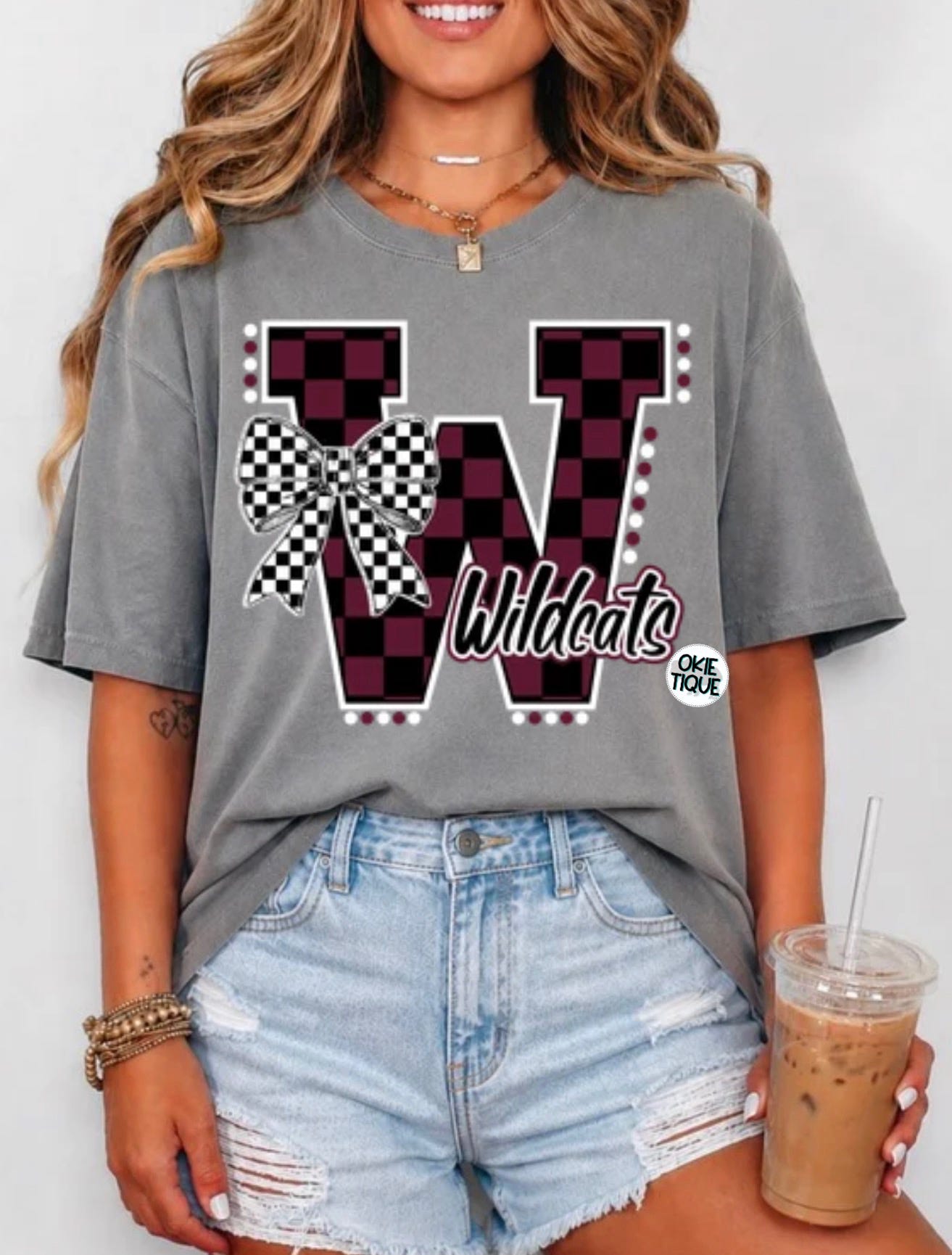 Maroon Checkered W-Wildcats