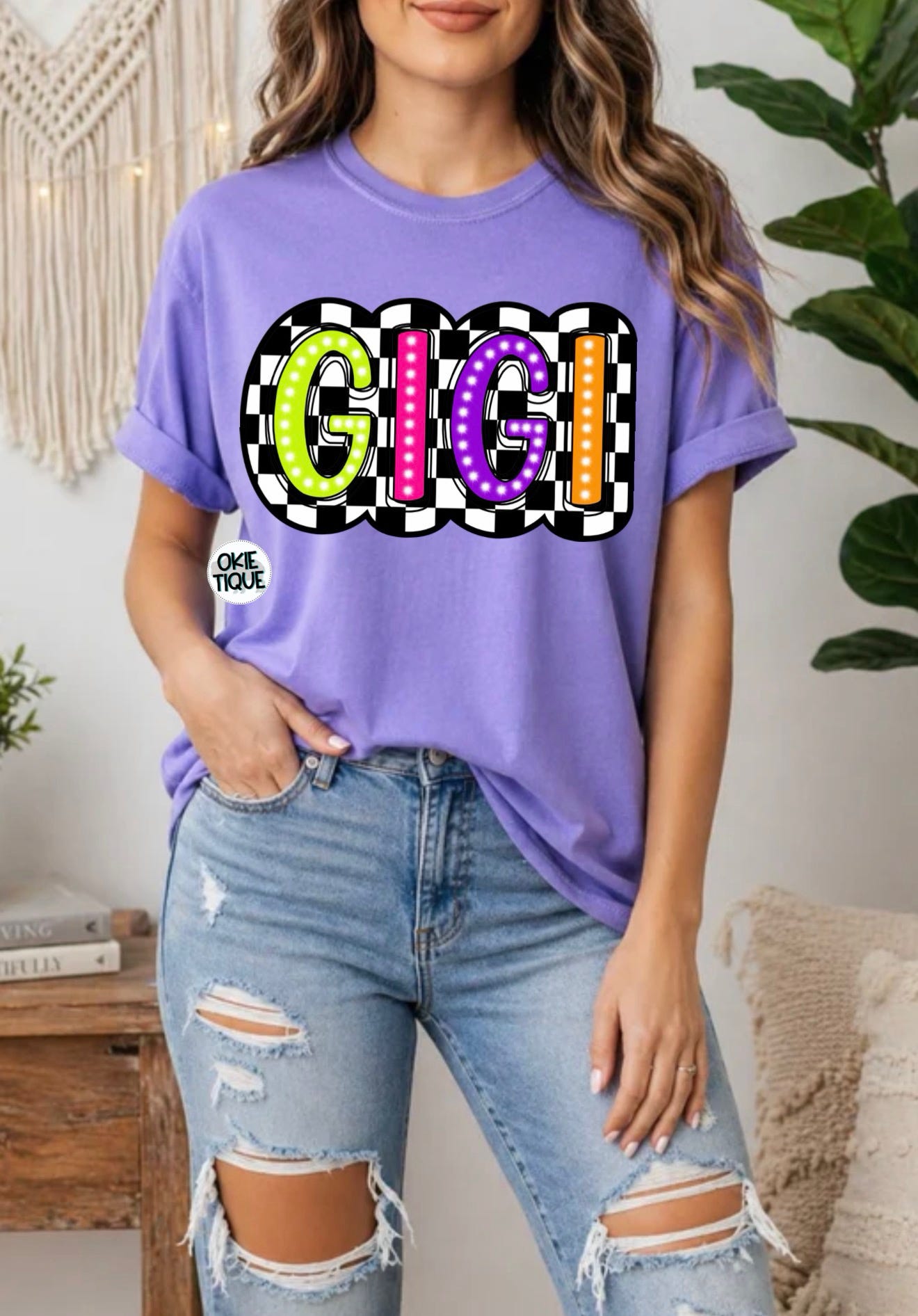 Neon Gigi Checkered Block