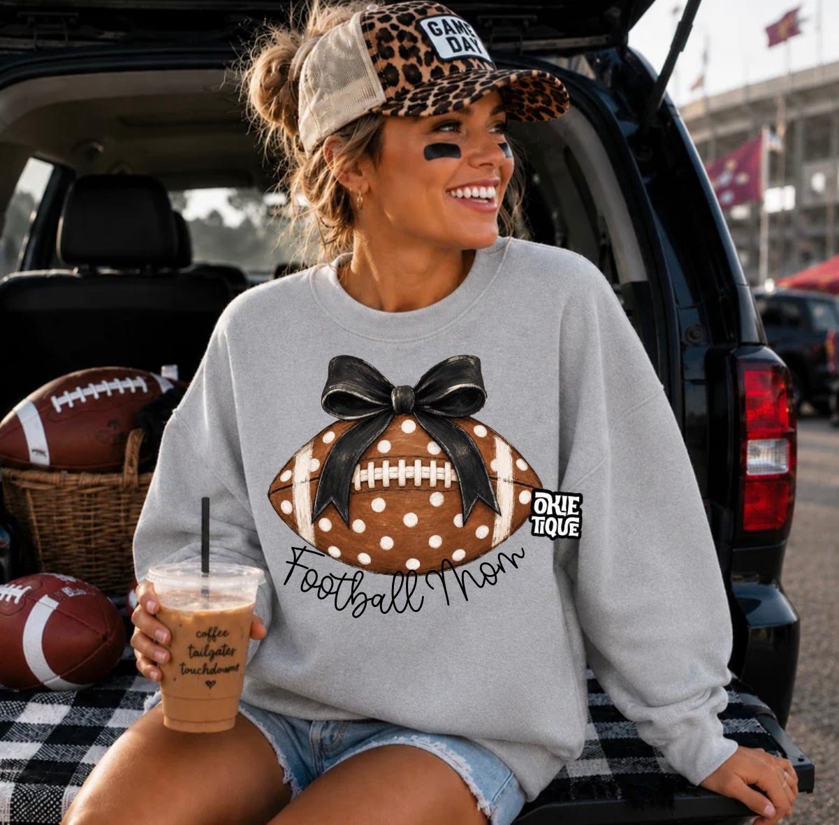 Polka Dot Football & Black Bow