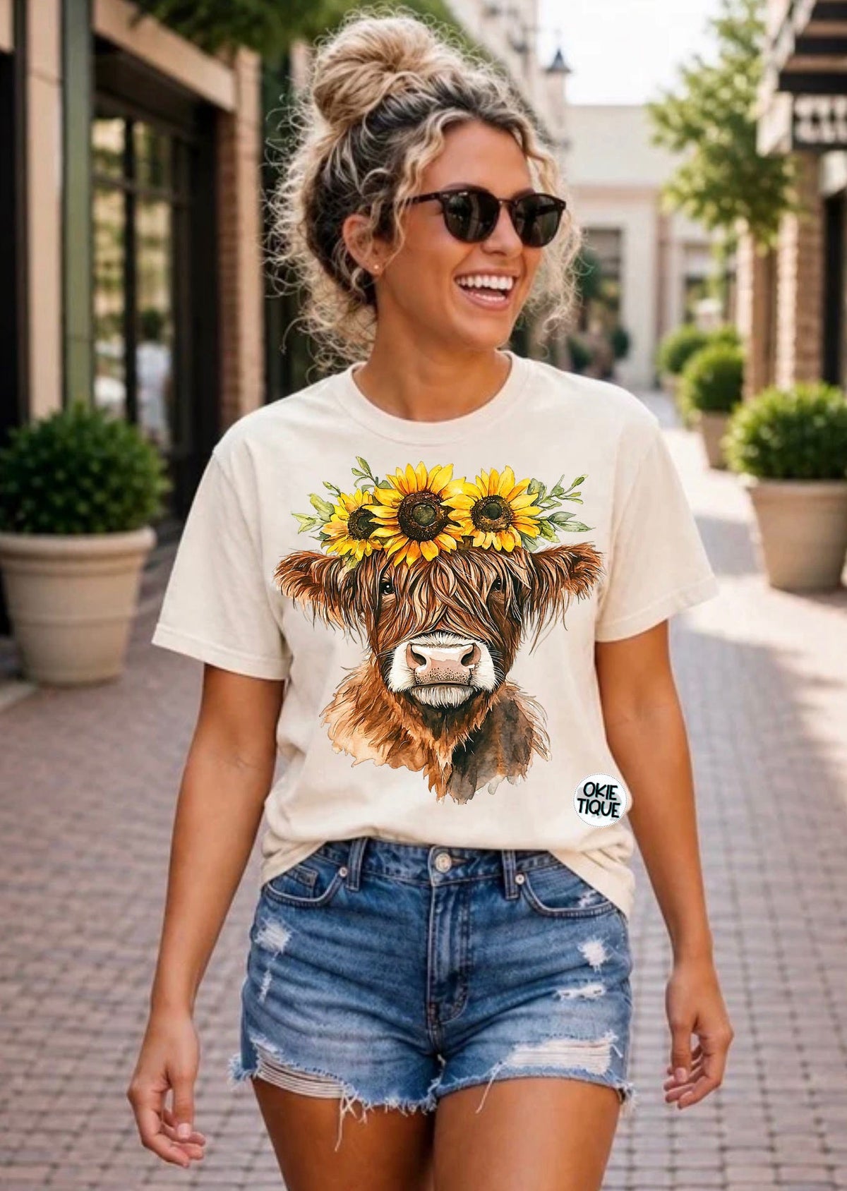 Highlands Cow With Sunflower