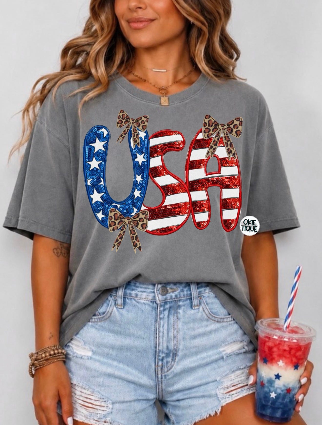 Girly USA Flag Lettering