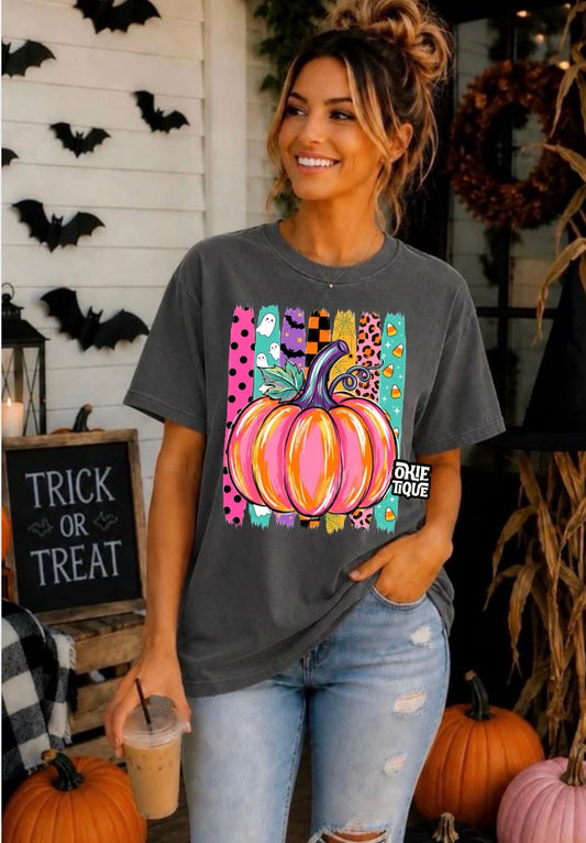 Halloween Print Stripes & Pumpkin