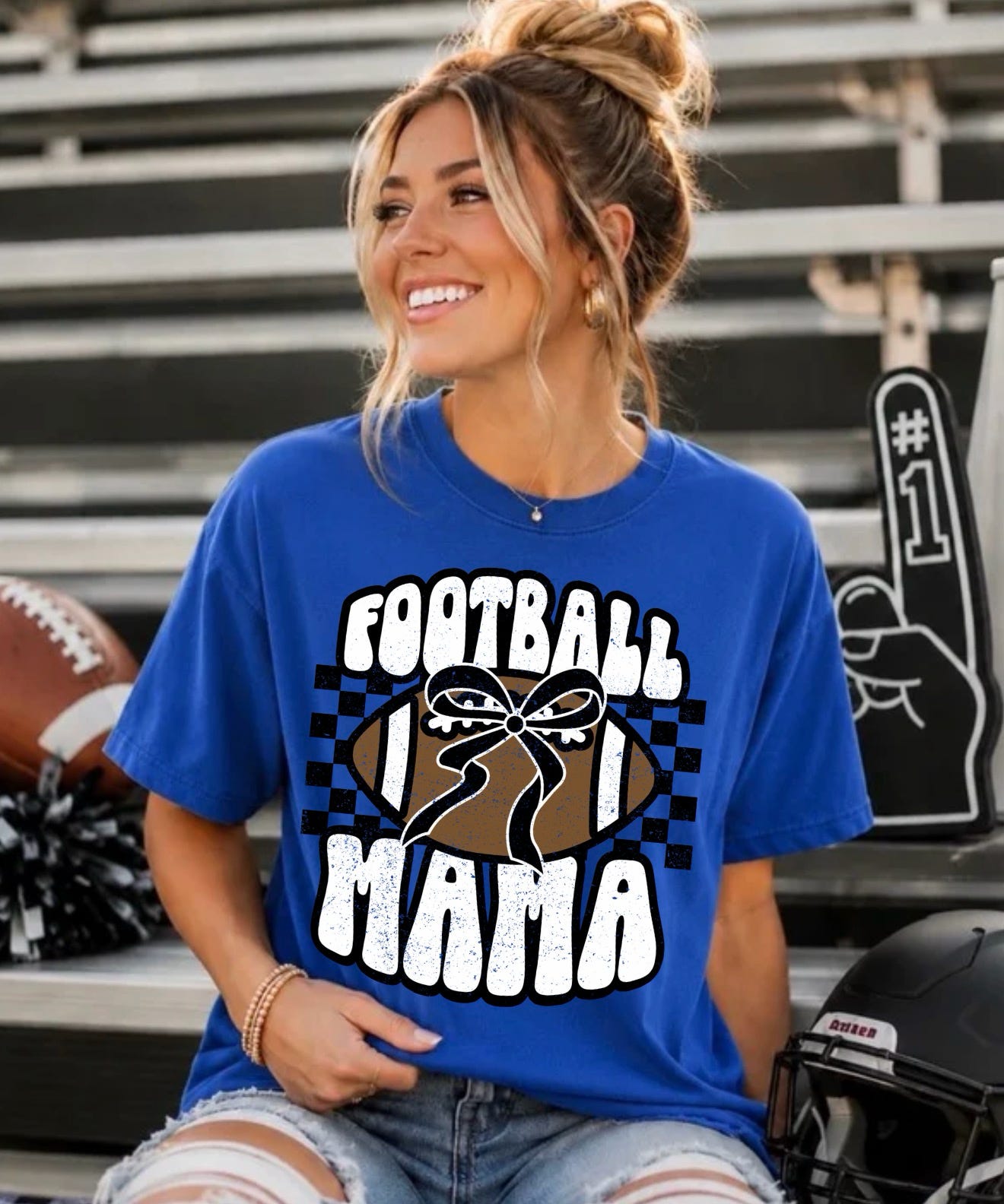 Football Mama With Checkered Background