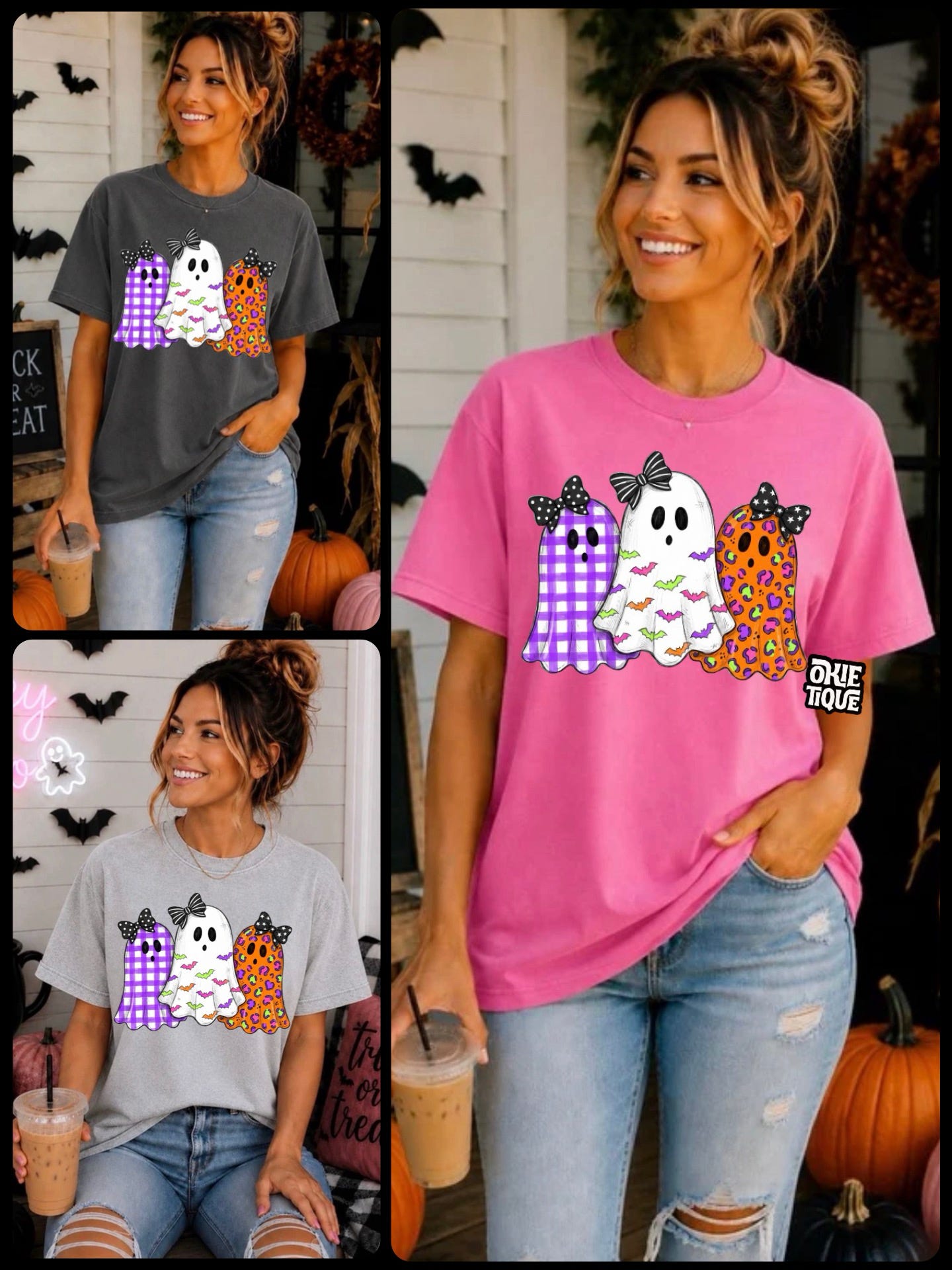 Neon Halloween Printed Ghosts