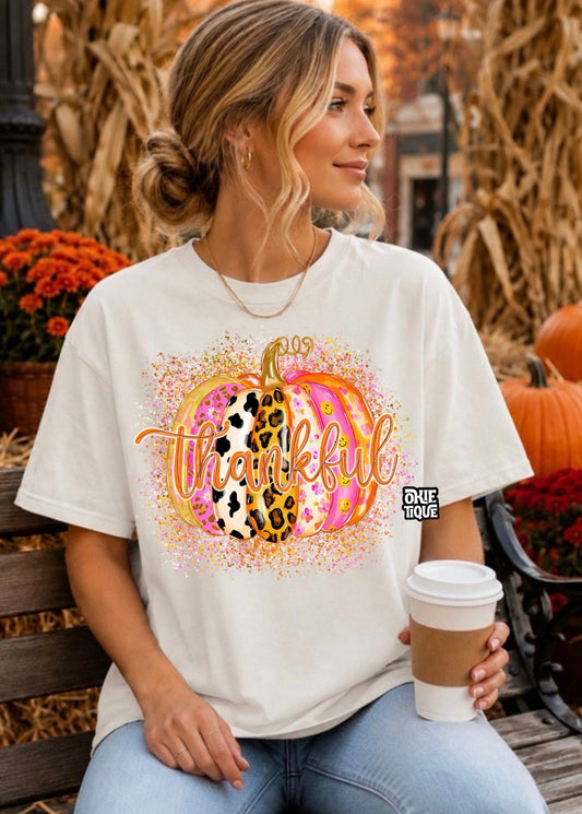 Pink Animal Print Thankful