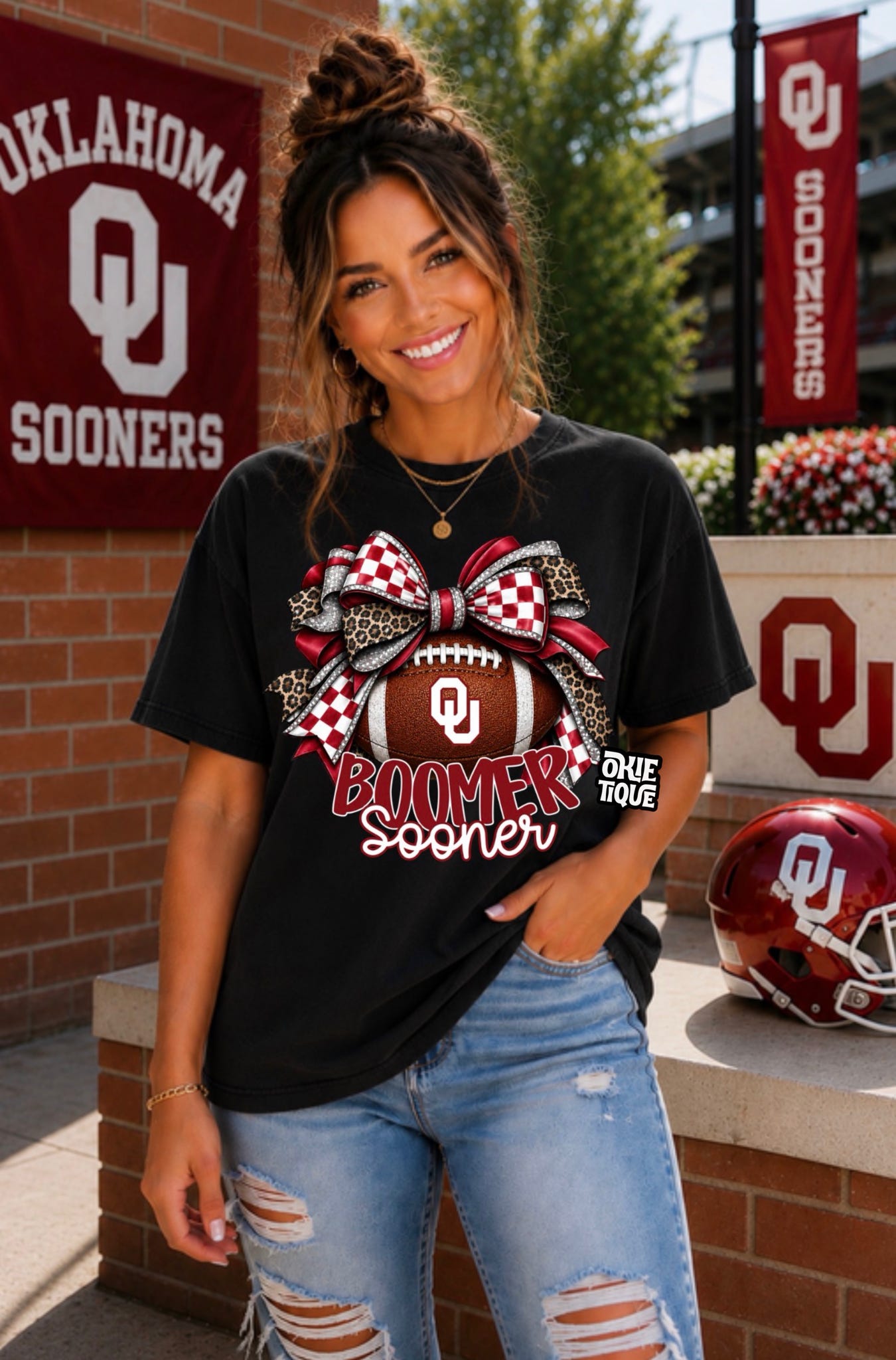 Boomer Sooners Football With Bow