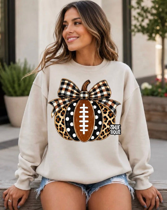 Leopard/ Polka Print Football Pumpkin
