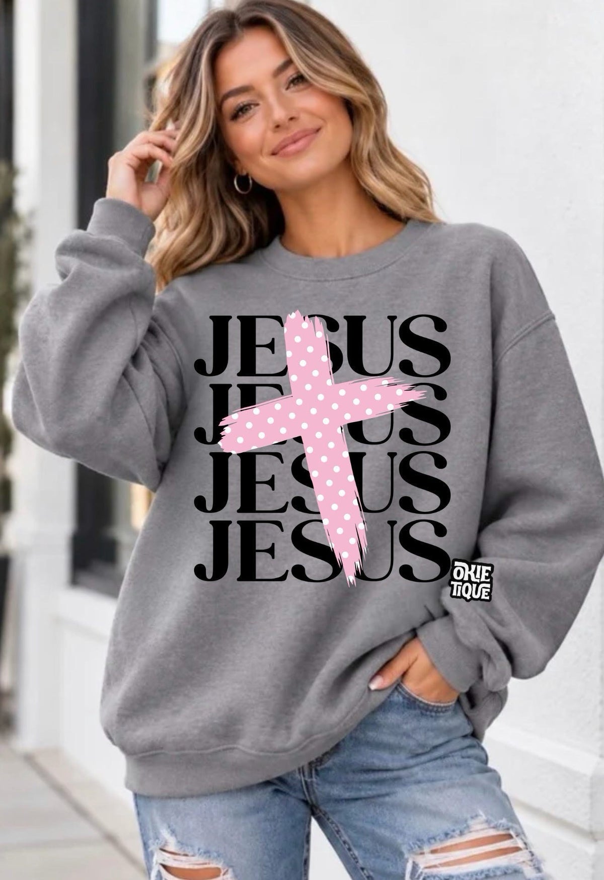 Jesus & Pink Polka Dot Cross