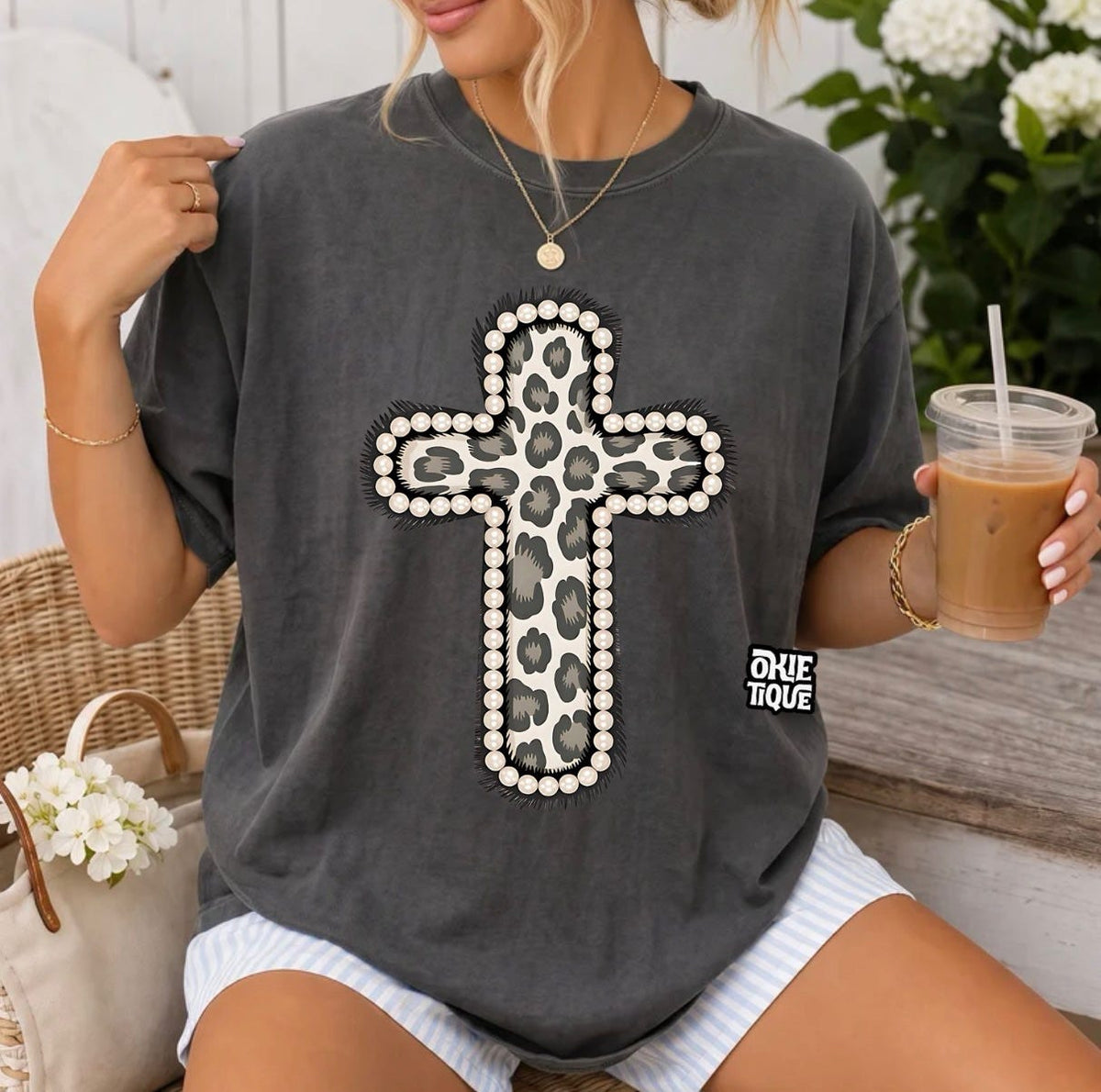 Beaded Leopard Cross
