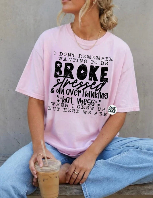 Broke, Stressed And Overthinking Saying