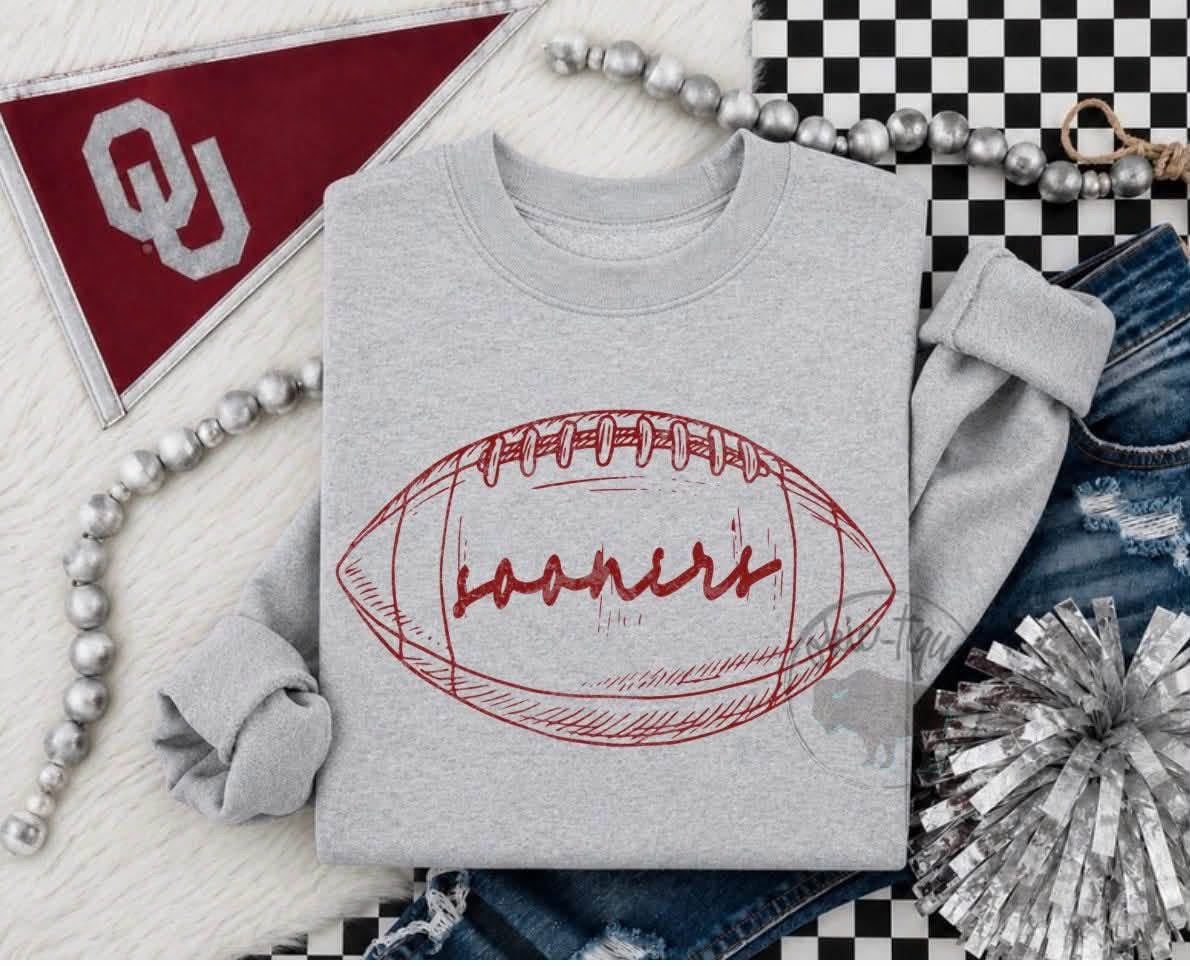 Red outline football (sooners)