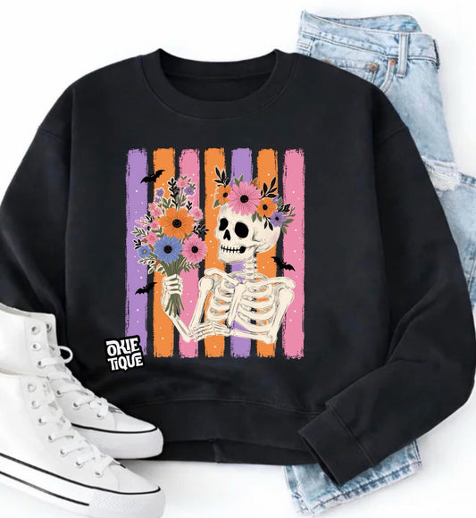 Skeleton With Flower Head Band