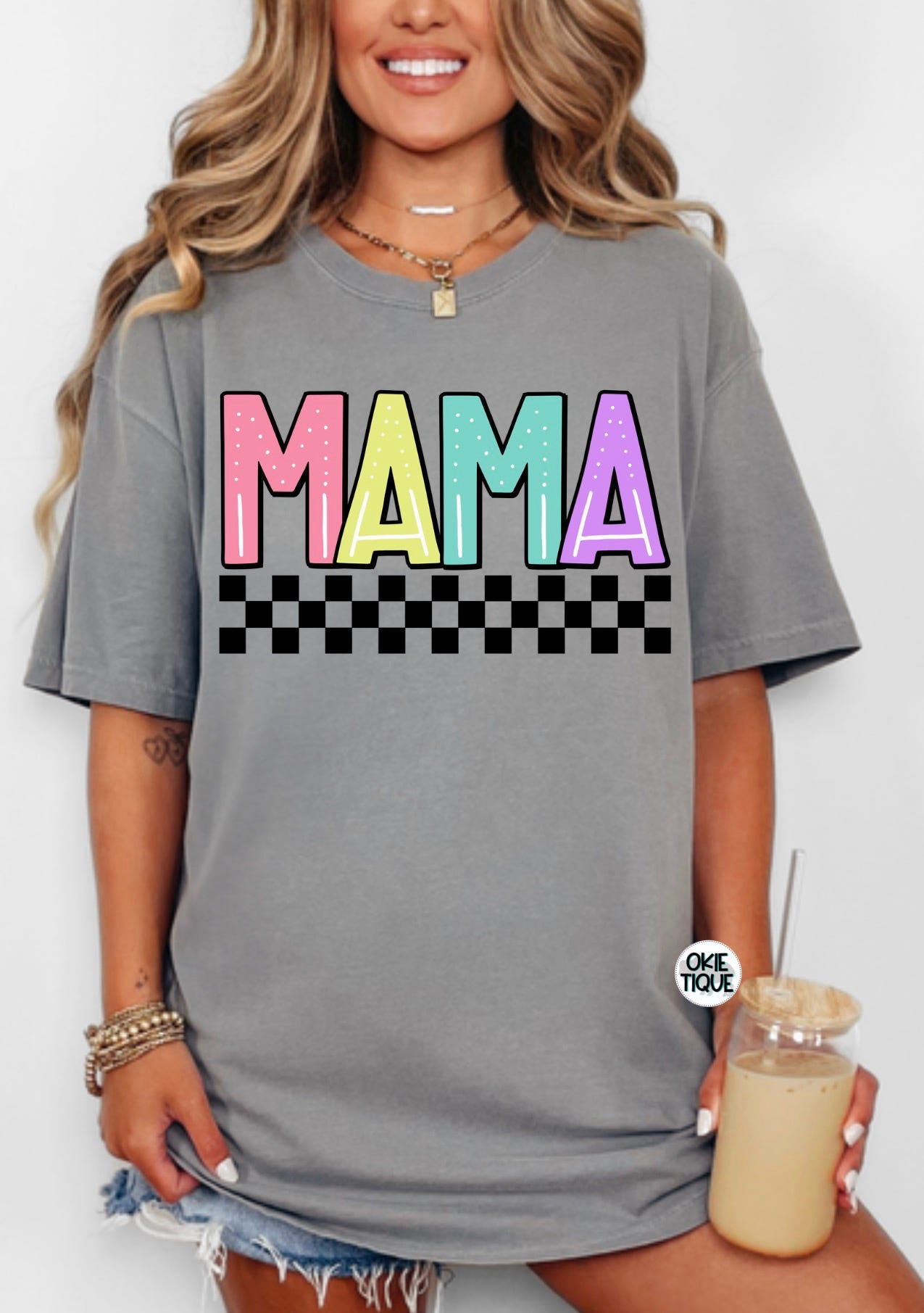 Colorful Mama Title & Checkered Border