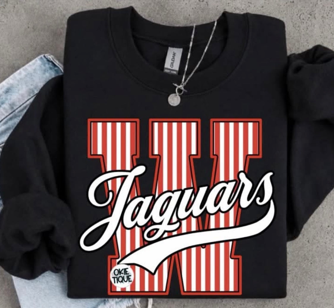 Striped Varsity W (Jaguars)
