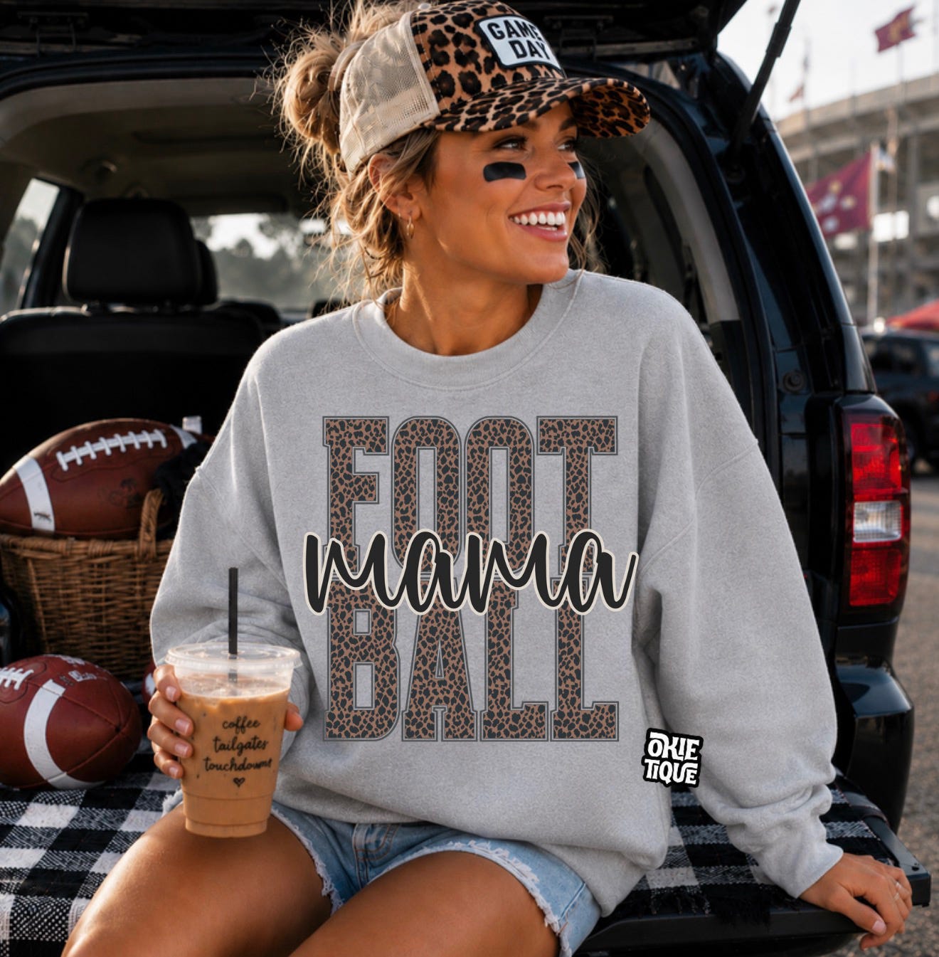 Large Football Mama Title ( Cheetah Print)