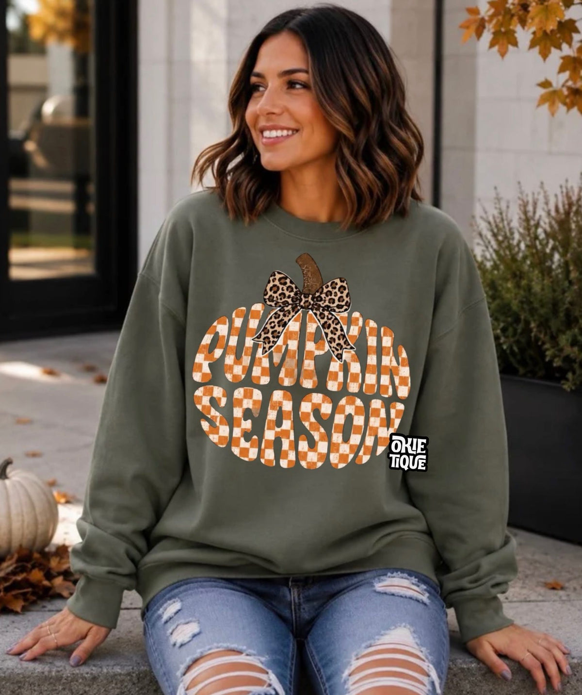 Checkered Pumpkin Season Pumpkin