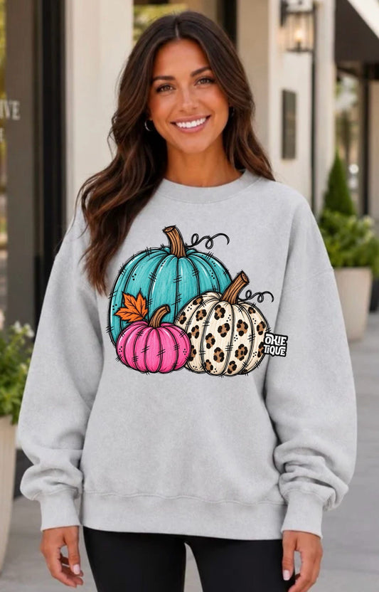 Retro Colored Pumpkins With Leopard