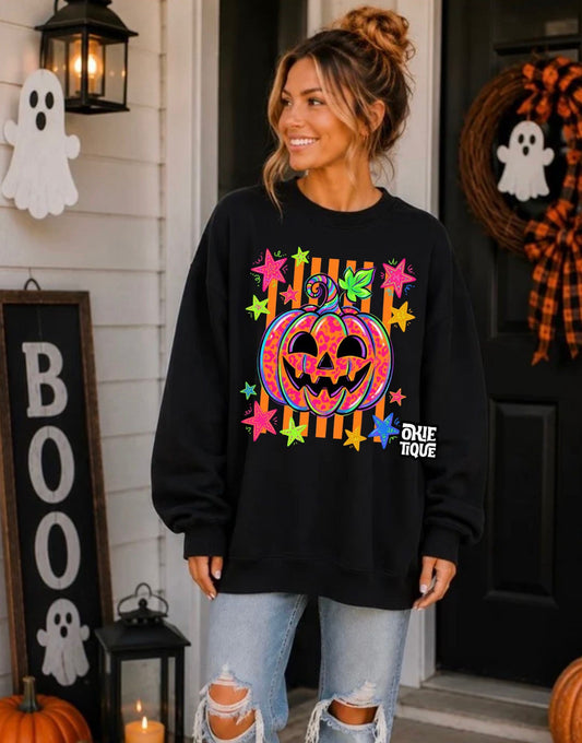 Neon Pumpkin With Stars