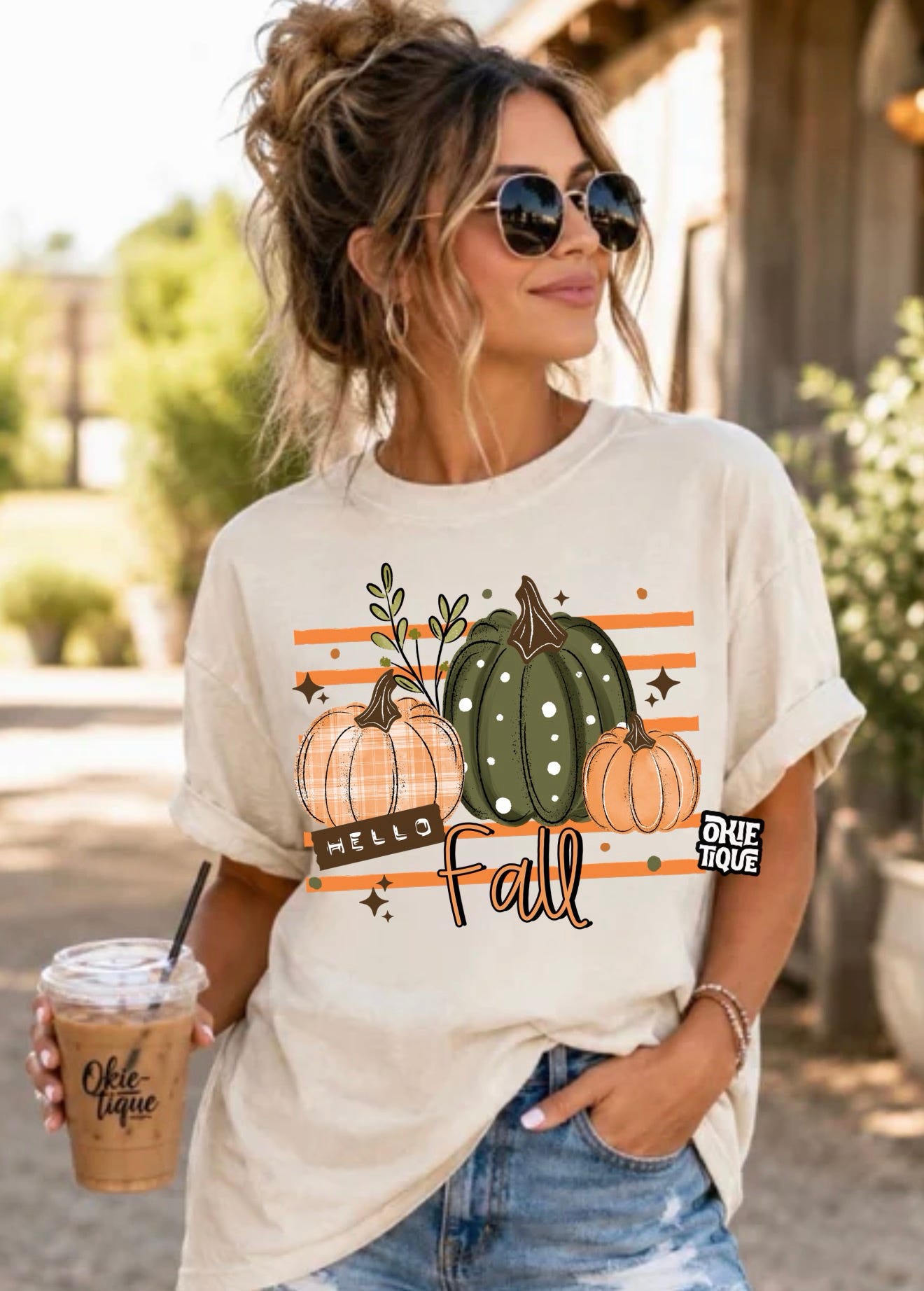 Hello Fall - Striped / Pumpkins