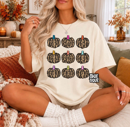 Colorful Stem Leopard Pumpkin Grid
