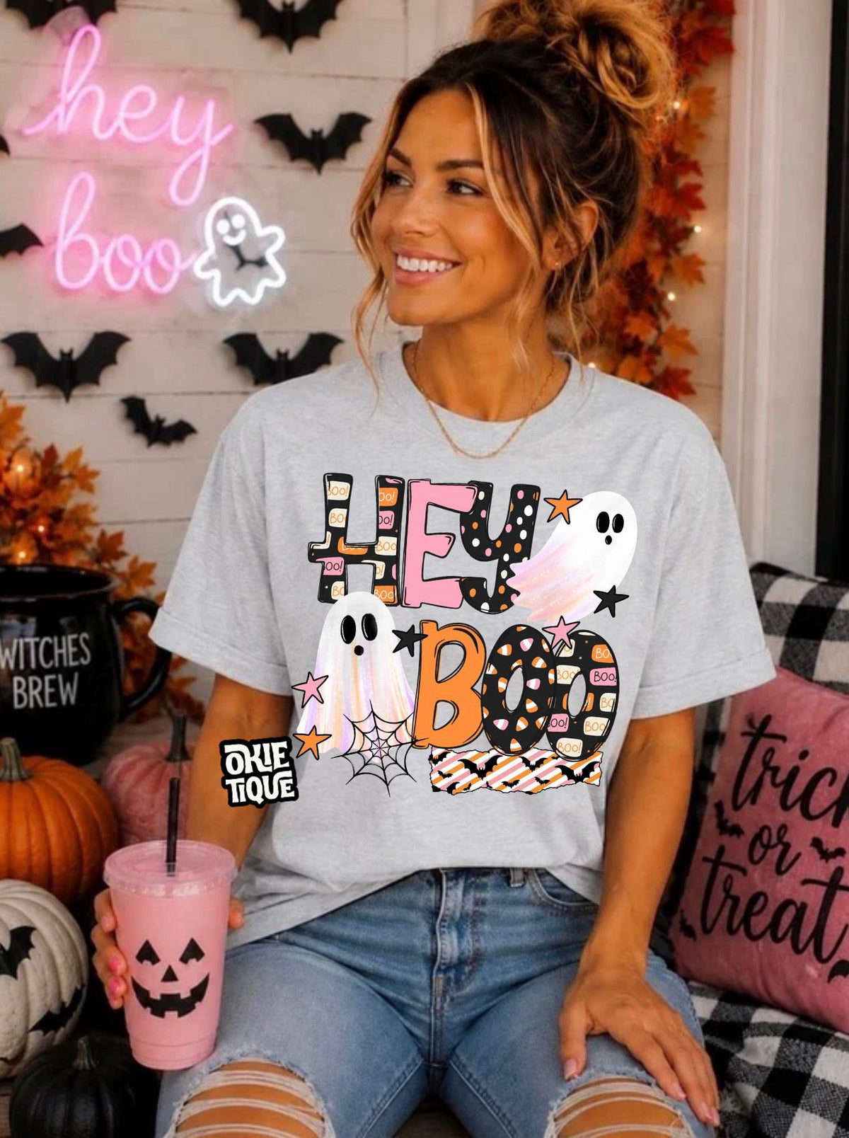 Hey Boo Halloween Print Words & Ghosts