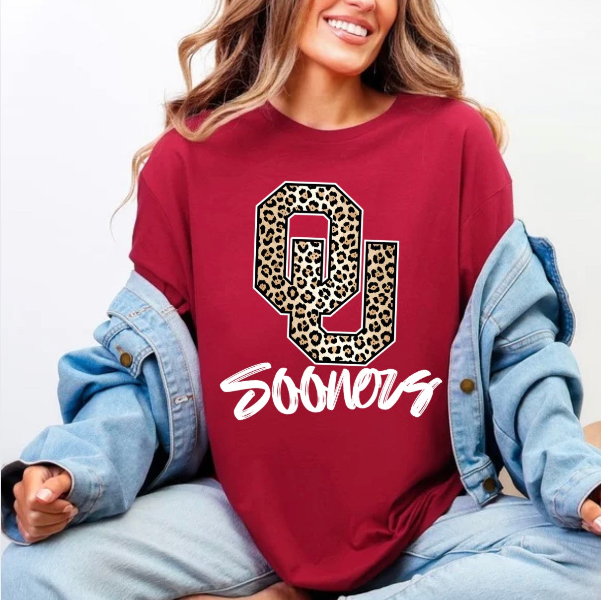 OU Lettering cheetah print