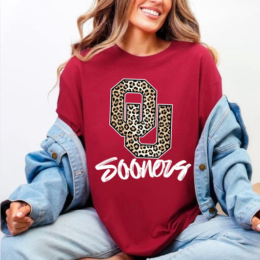 OU LETTERING CHEETAH PRINT