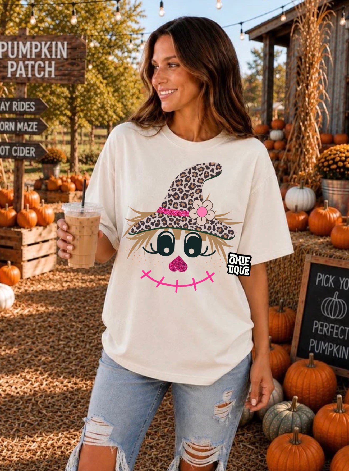 Scarecrow Face With Leopard Hat