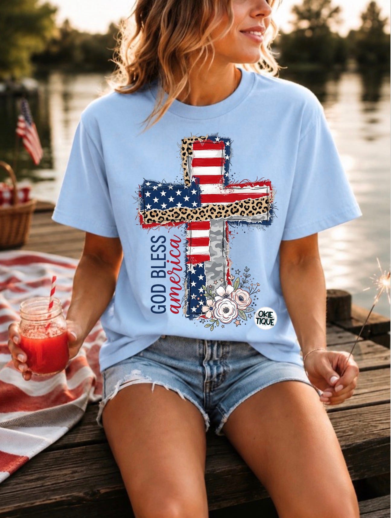 God Bless America Cross