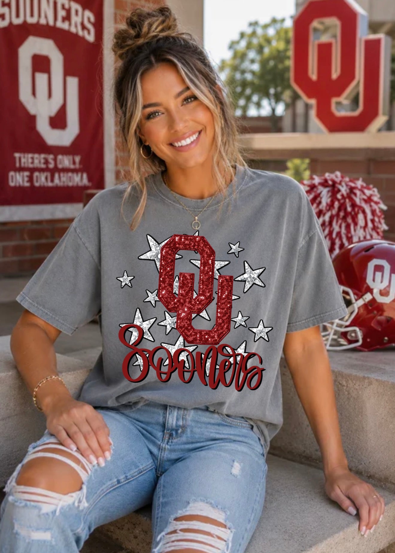 OU Sooners Faux Glitter