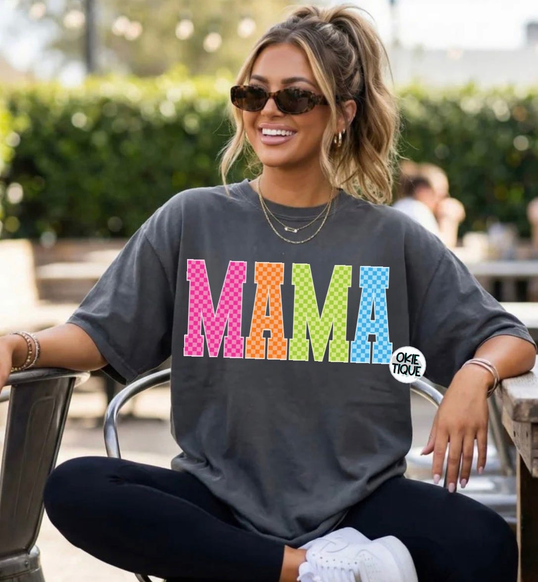 Neon Checkered Mama Title