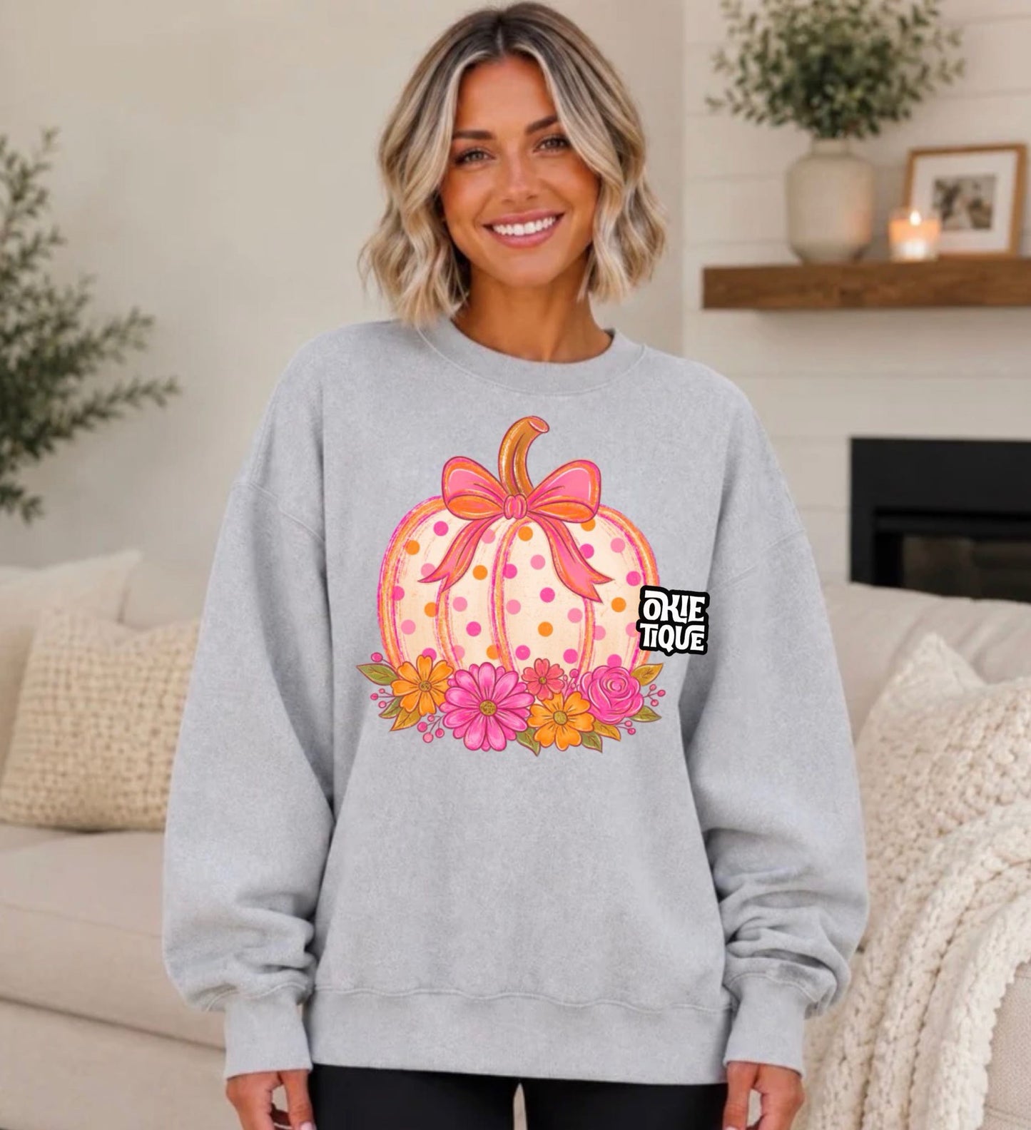 Pink Floral Pumpkin