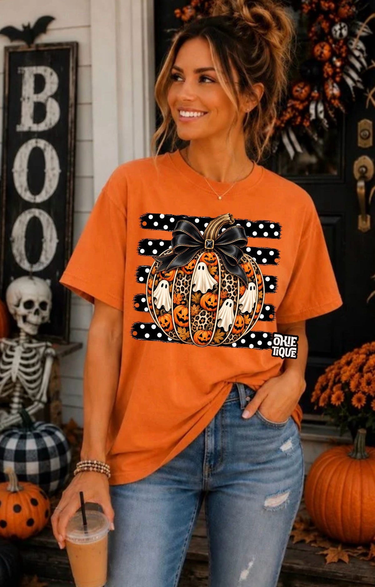 Leopard Pumpkin With Ghosts