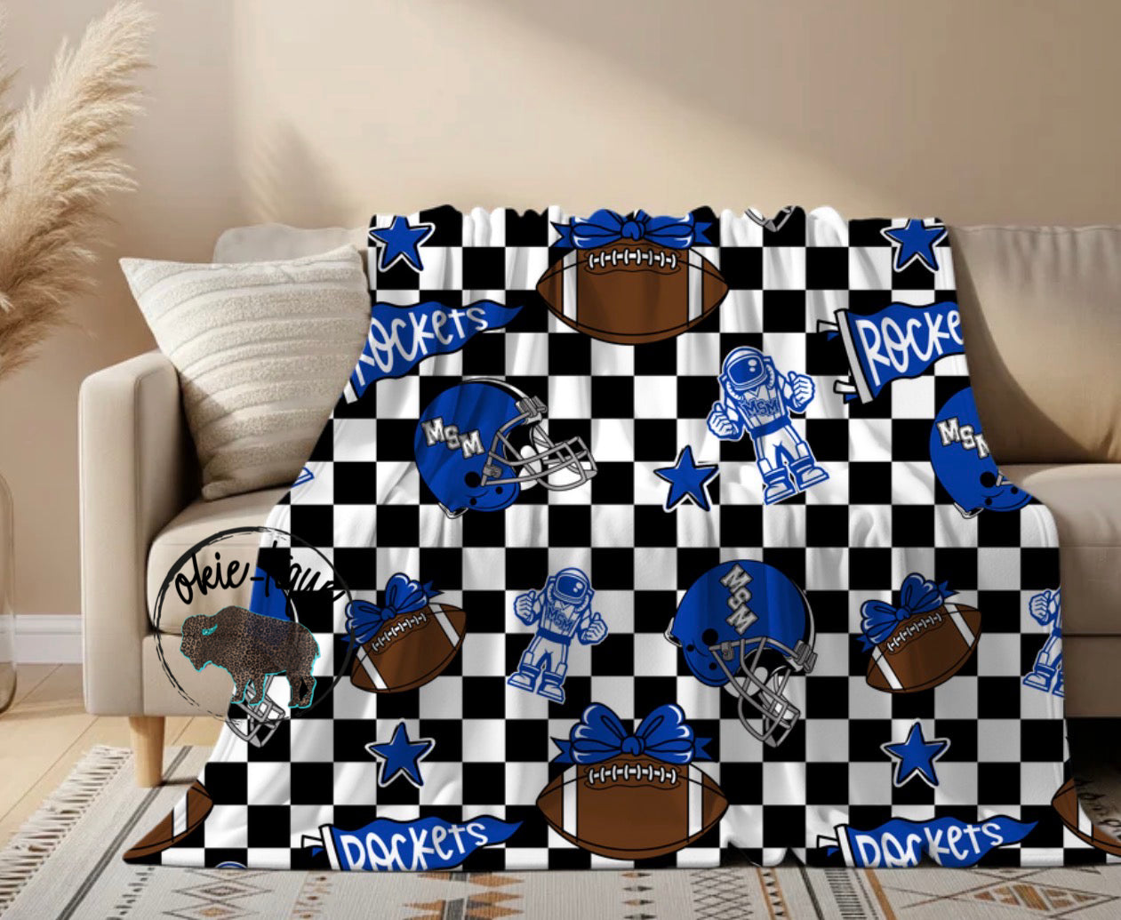 Checkered Rockets Custom Blanket