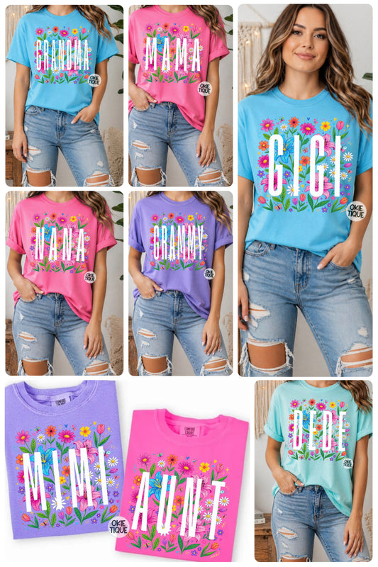 Custom Floral Name Tee