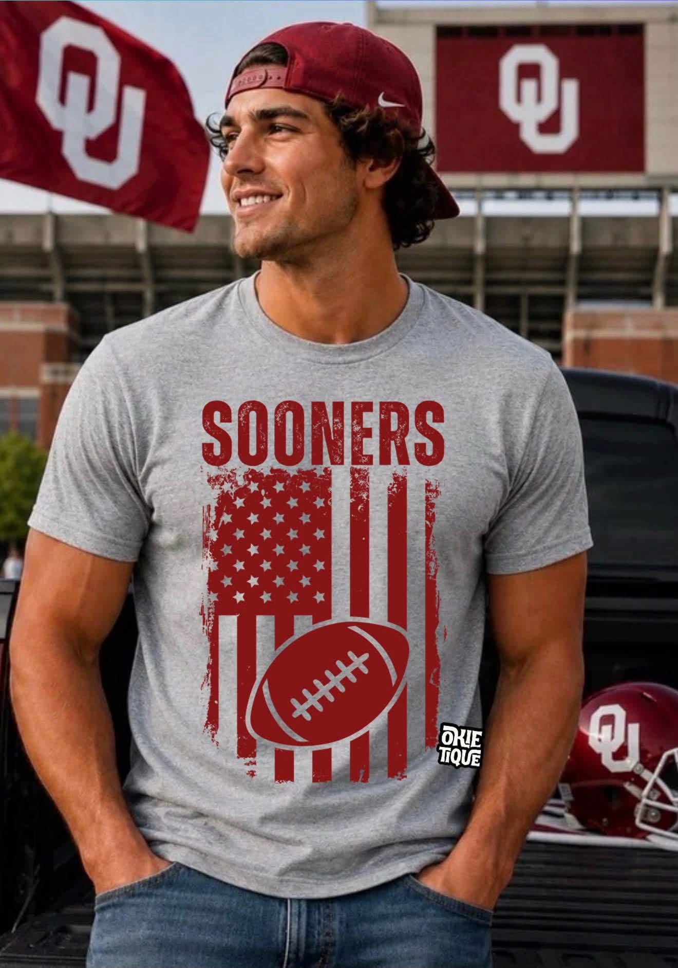 Sooners Football Flag-Crimson