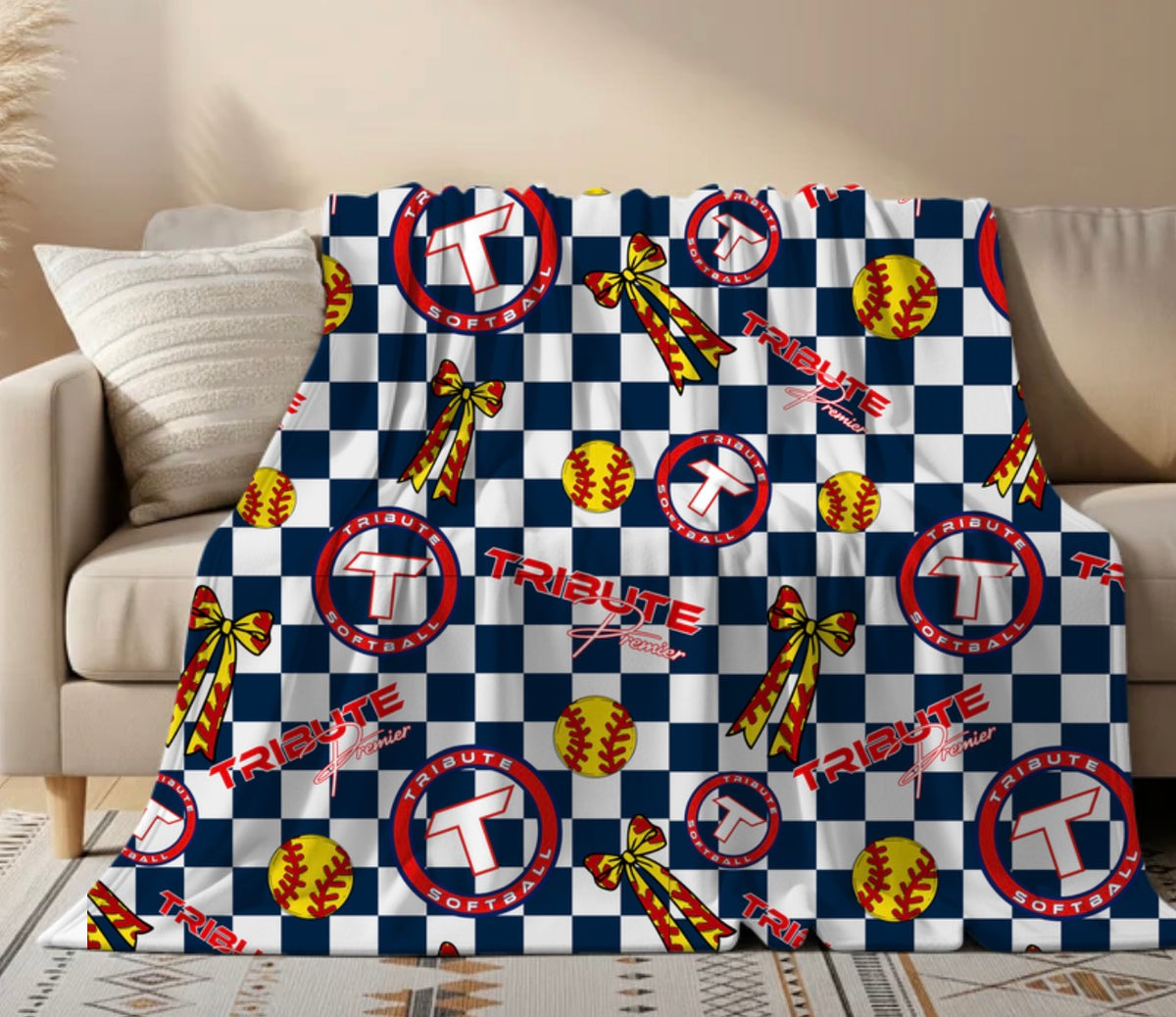 Tribute Premier Navy Checkered Blanket
