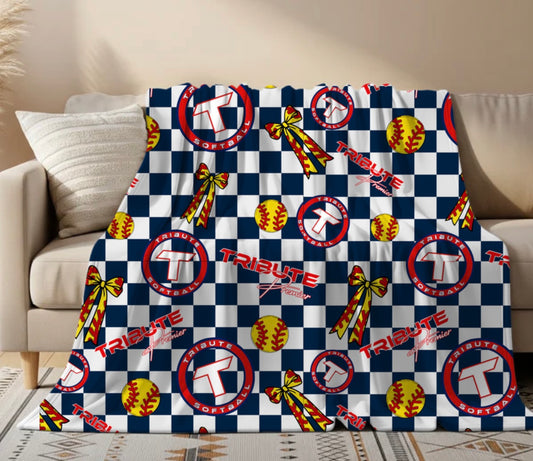 Tribute Premier Navy Checkered Blanket